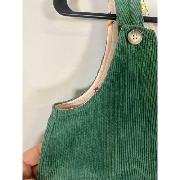 Boden Corduroy Romper Green 11Y Floral Boho Hippie Indie Classic Chic Shortalls - Picture 3 of 12